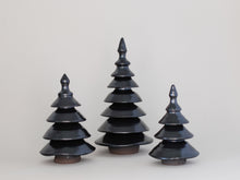 Load image into Gallery viewer, Ker stoneware christmas trees handthrown handmade black. Jólatré leir steinleir svört handgerð rennd
